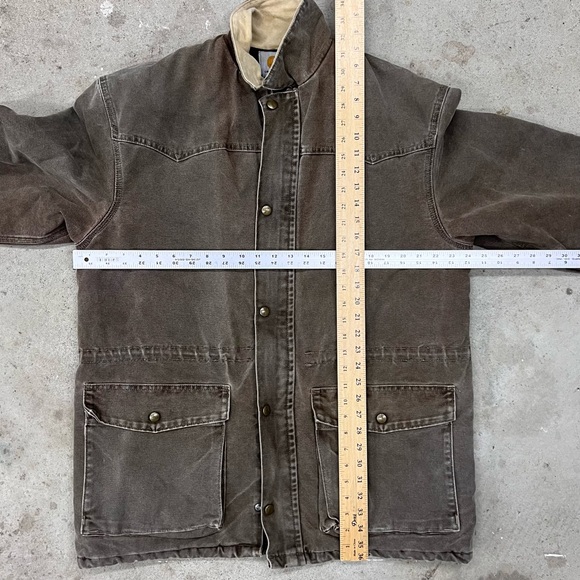 Vintage Carhartt Western Long Santa Fe Chore Coat Jacket Chestnut Mocha Brown M - Picture 16 of 16